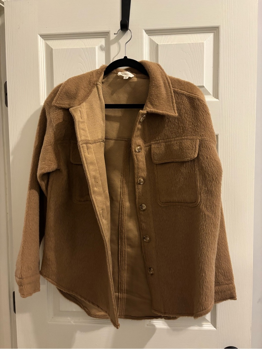 La Hearts Tan Sherpa Shirt Jacket